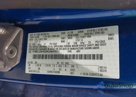 2019 Ford Escape Sel из США, поврежденный, VIN 1FMCU9HD2KUA41511